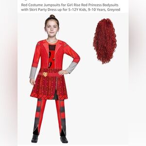 Red Superhero Kids Costume with Wig